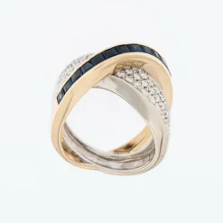 ALFIERI & ST JOHN - bague en or, diamants et saphirs bleus