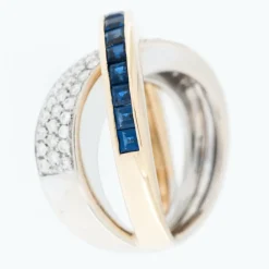 ALFIERI & ST JOHN - bague en or, diamants et saphirs bleus