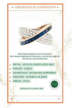 ALFIERI & ST JOHN - bague en or, diamants et saphirs bleus