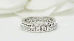 Alliance américaine ancienne or blanc et diamants