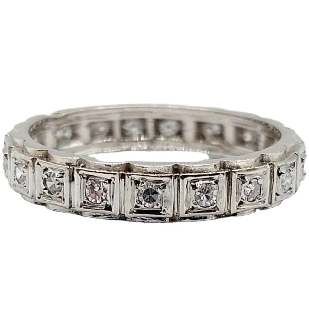 Alliance américaine or blanc 18k ornée de 0,38 carats de diamants taillés en brillants