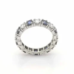 Alliance américaine Or blanc Diamants et Saphirs