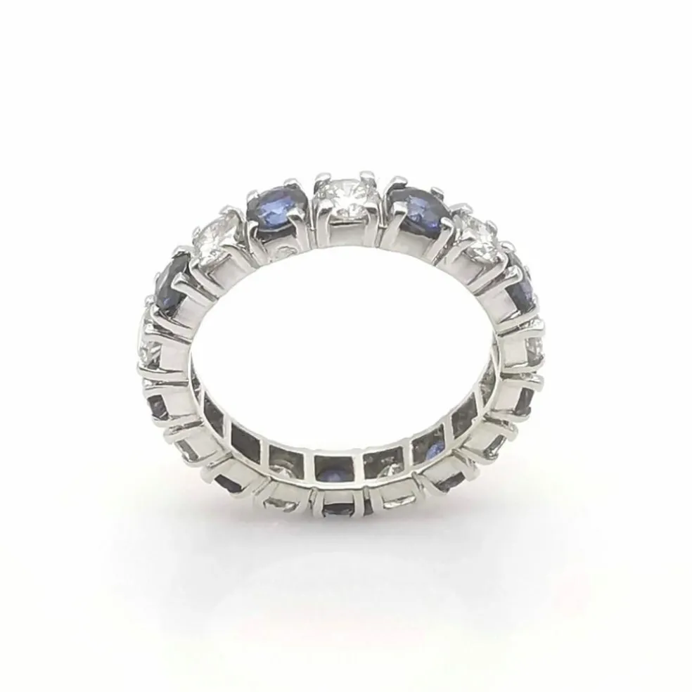 Alliance américaine Or blanc Diamants et Saphirs