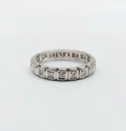 Alliance américaine or blanc 18k ornée de 0,38 carats de diamants taillés en brillants