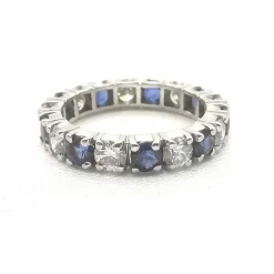 Alliance américaine Or blanc Diamants et Saphirs