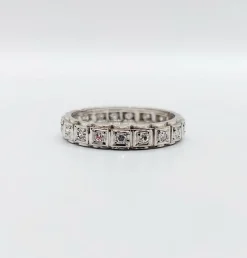 Alliance américaine or blanc 18k ornée de 0,38 carats de diamants taillés en brillants