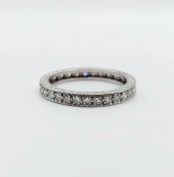 Alliance américaine or blanc 18k et 0,93 carats diamant et monture ciselée