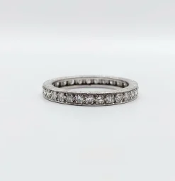 Alliance américaine or blanc 18k et 0,93 carats diamant et monture ciselée