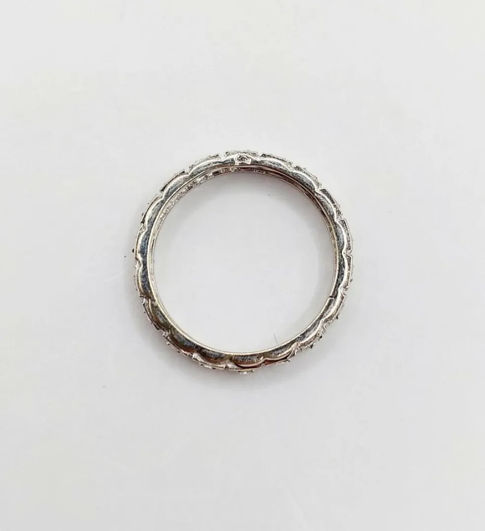Alliance américaine or blanc 18k ornée de 0,38 carats de diamants taillés en brillants