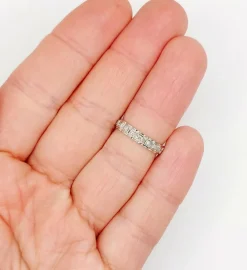 Alliance américaine or blanc 18k ornée de 0,38 carats de diamants taillés en brillants