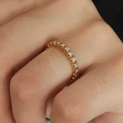 Alliance américaine or jaune diamants