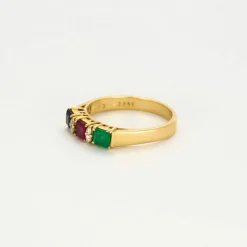 Alliance cocktail or jaune saphir rubis émeraude diamants