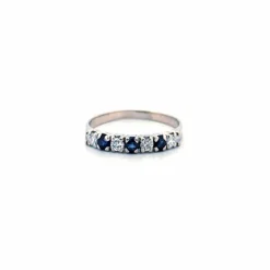 Alliance Demi-Tour Or blanc, Diamants & Saphirs