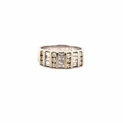 Alliance demi-tour or blanc diamant