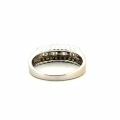 Alliance demi-tour or blanc et diamants