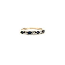 Alliance Demi-Tour Or Blanc 18 k Diamants & Saphirs