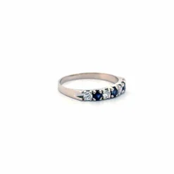 Alliance Demi-Tour Or blanc, Diamants & Saphirs