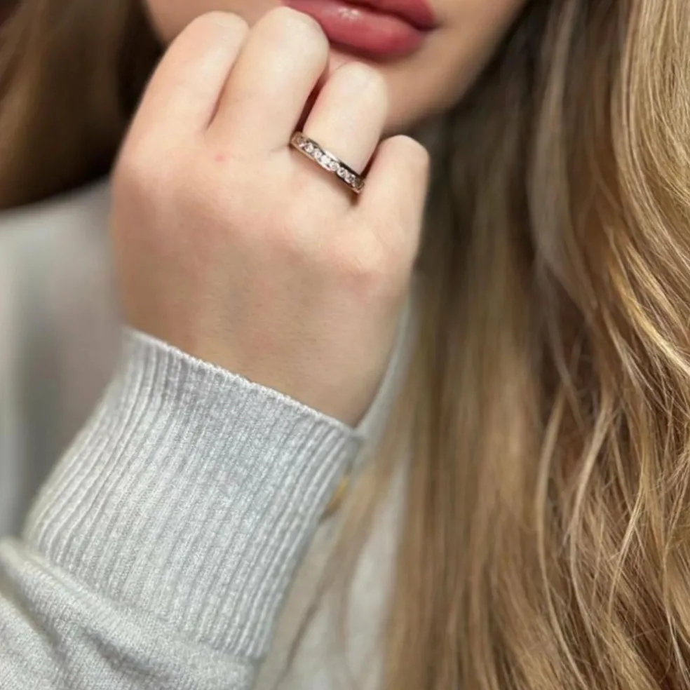 Alliance Demi-Tour Or Blanc Diamants