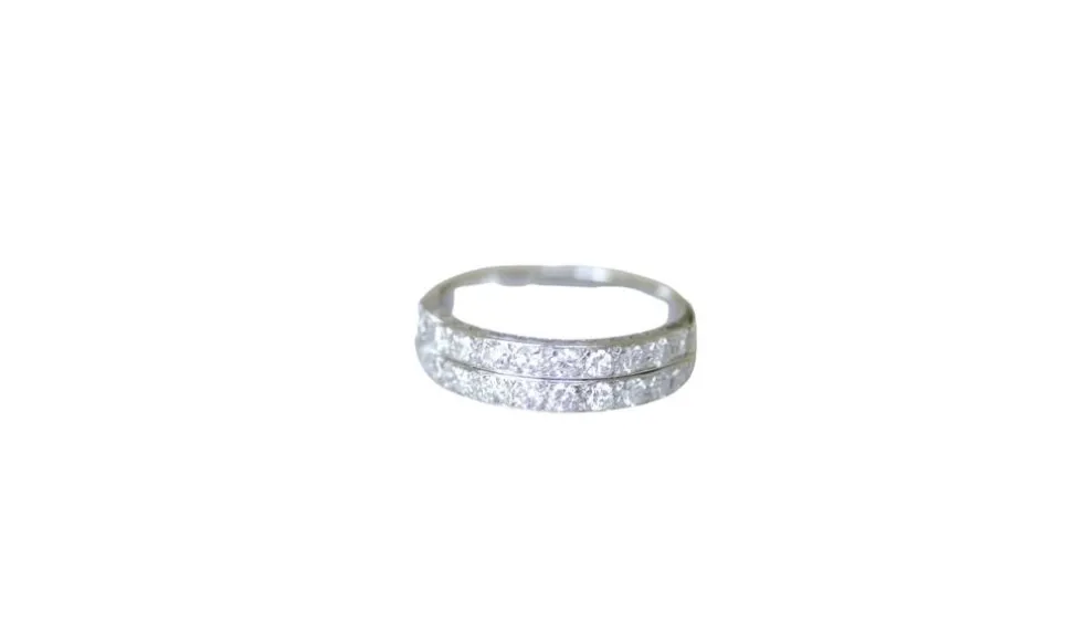 Alliance Diamants Double Anneau Art Déco