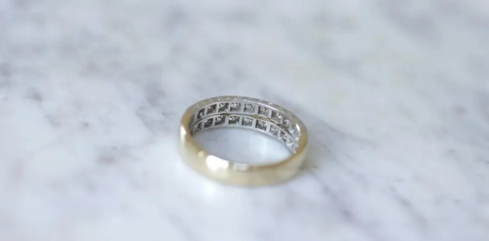 Alliance Diamants Double Anneau Art Déco
