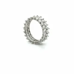 Alliance or blanc - Diamants taille marquise