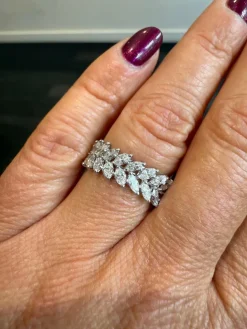 Alliance or blanc - Diamants taille marquise