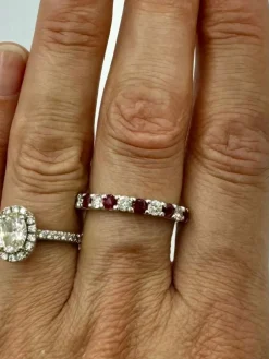 Alliance or blanc diamants rubis