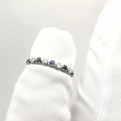 Alliance or blanc diamants et saphirs