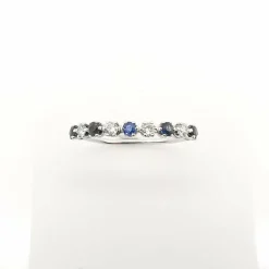 Alliance or blanc diamants et saphirs