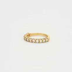 Alliance or jaune et diamants