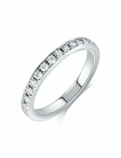 Alliance pavée diamants, or blanc