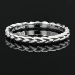 Alliance tresse ciselée or blanc