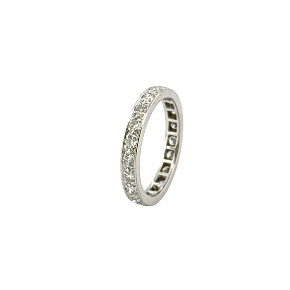 Alliance vintage en platine et diamants tour complet