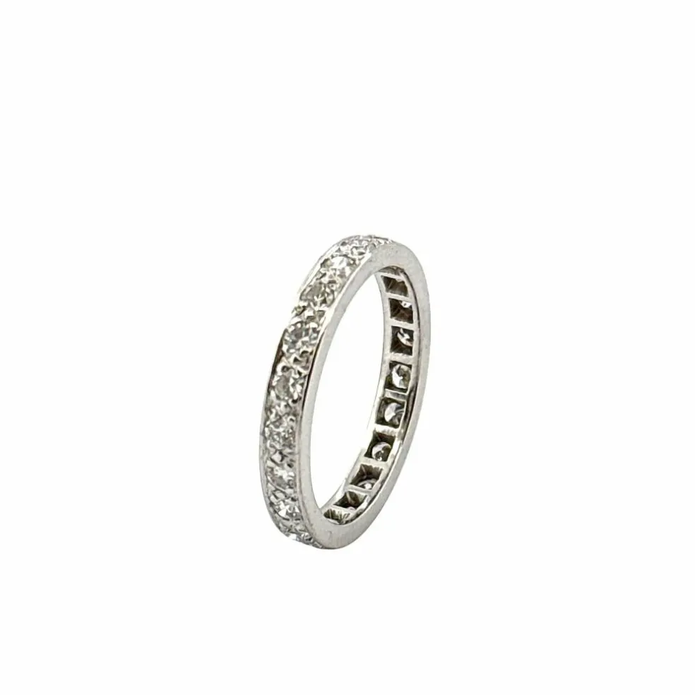 Alliance vintage en platine et diamants tour complet