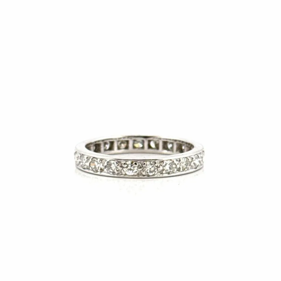 Alliance vintage en platine et diamants tour complet