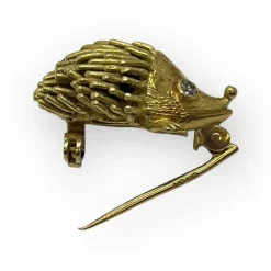Amusante Broche Hérisson en Or jaune et Diamants
