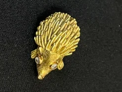 Amusante Broche Hérisson en Or jaune et Diamants