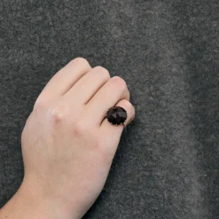ANACONDA - "Millegriffes" - Bague or gris, tourmaline "Deep Pink"