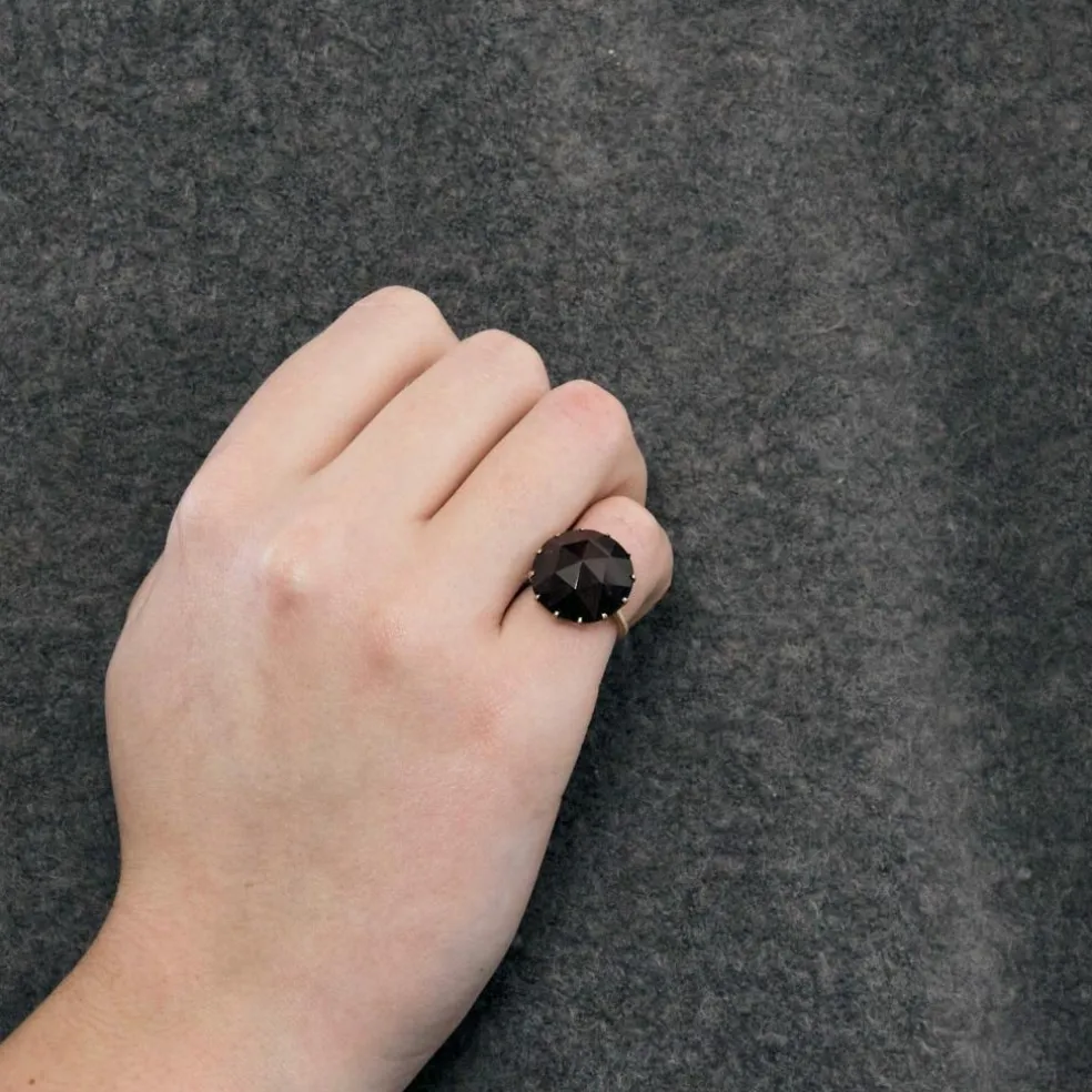 ANACONDA - "Millegriffes" - Bague or gris, tourmaline "Deep Pink"