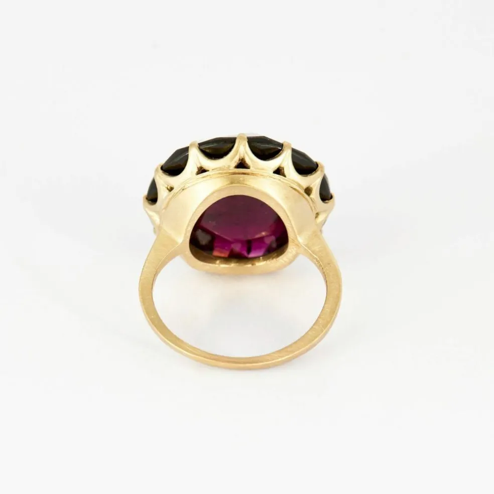 ANACONDA - "Millegriffes" - Bague or gris, tourmaline "Deep Pink"