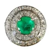 Ancienne bague or blanc, émeraude fin XIXème siècle