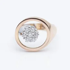 Anneau bicolore en or rose et diamants