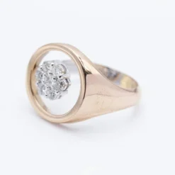 Anneau bicolore en or rose et diamants