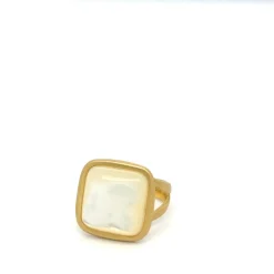 Anneau carré or jaune nacre