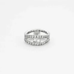 Anneau en or gris avec diamants