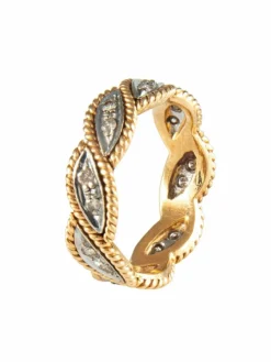 Anneau Entrelacs or jaune et Diamants