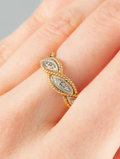 Anneau Entrelacs or jaune et Diamants