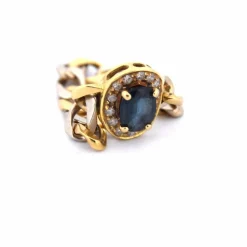 Années 1960 - BAGUE EN OR 18 KT - SAPHIR ET DIAMANTS