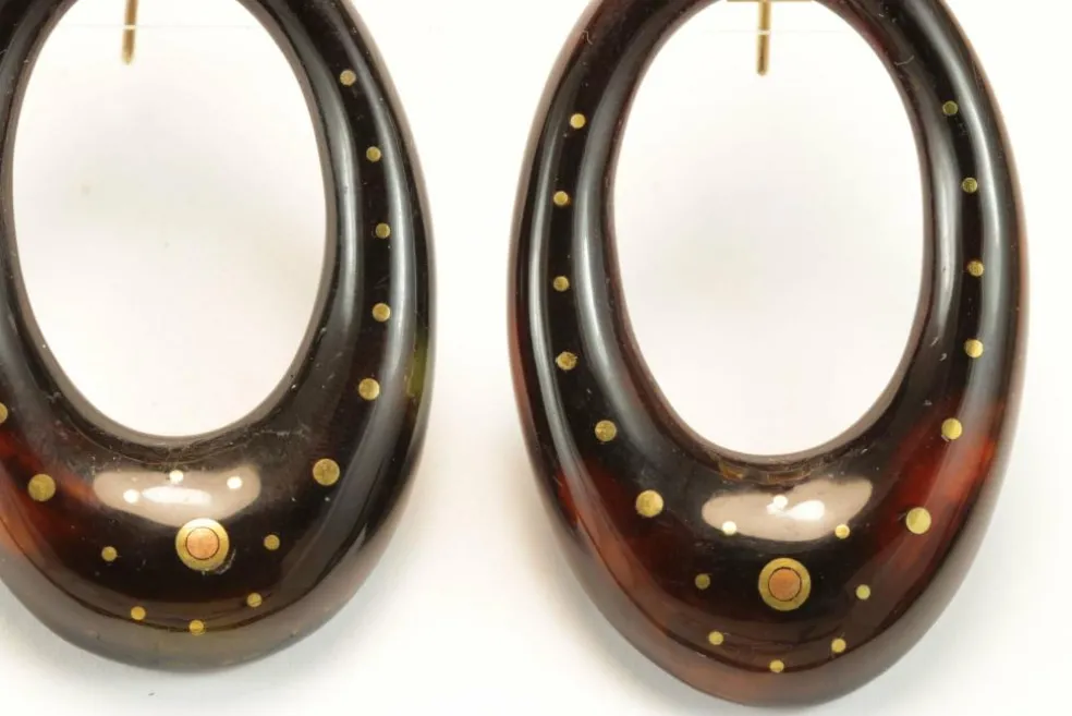 Antique tortoiseshell piqué gold earrings