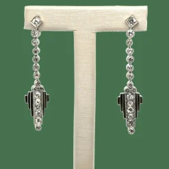 ART DÉCO - Boucles d’oreilles Or blanc et Diamants